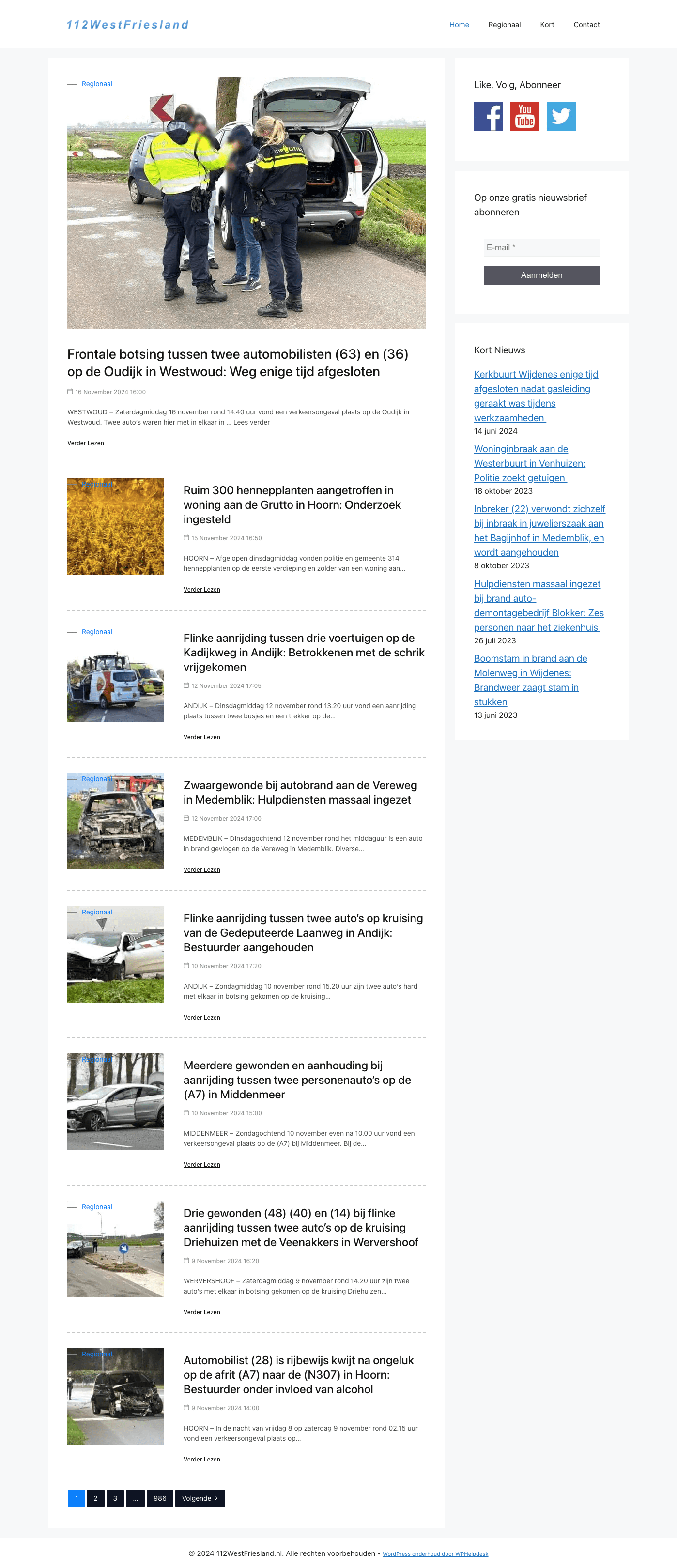 website screengrab van https://112WestFriesland.nl
